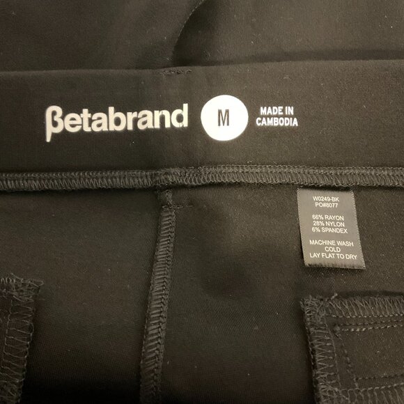 Betabrand Pants M Black Straight Leg Cropped Stretch - Picture 10 of 10